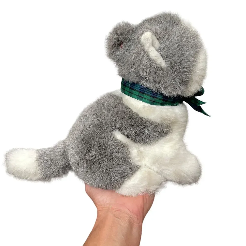 Vintage Ty Husky Puppy Dog Plush Sitting White Gray Stuffed Toy Blue Eyes Dakota
